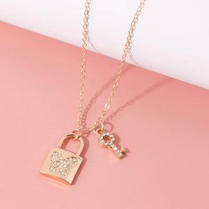 Diamond Choker Lock Chains Necklace Punk Jewelry Key Padlock Pendant