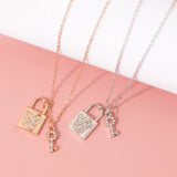 Diamond Choker Lock Chains Necklace Punk Jewelry Key Padlock Pendant