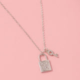 Diamond Choker Lock Chains Necklace Punk Jewelry Key Padlock Pendant