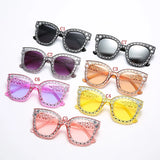Diamond Oversized Sunglasses Big Square Frame UV400 Crystal Retro Rhinestone