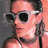 Diamond Oversized Sunglasses Big Square Frame UV400 Crystal Retro Rhinestone