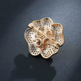 14K Diamond Rose Flower Pearl Brooch for Women Anniversary Fine Jewelry