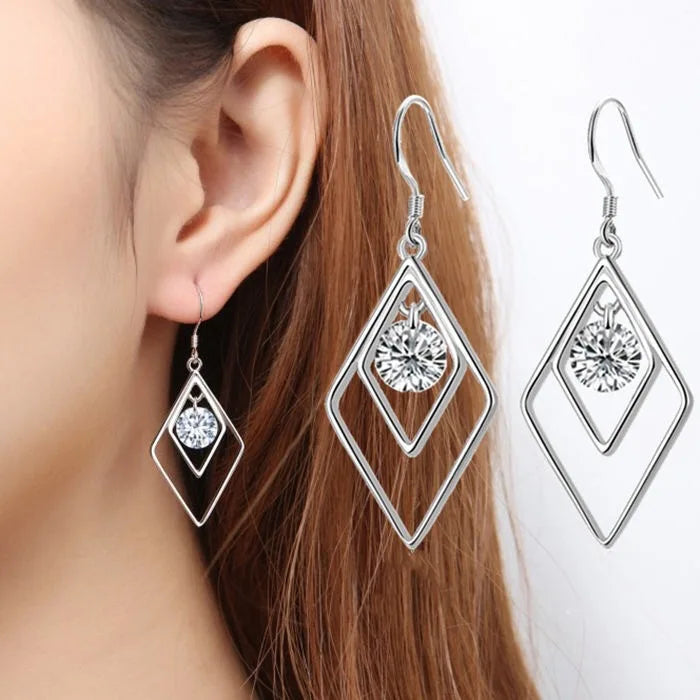 Round Diamond S925 Sterling Silver Earring for Women Wedding