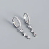 Retro S925 Silver Diamond Tassel Hoop Earrings