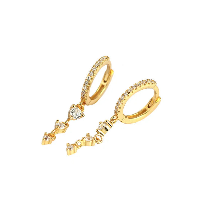 Retro S925 Silver Diamond Tassel Hoop Earrings