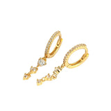Retro S925 Silver Diamond Tassel Hoop Earrings
