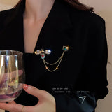 Diamond Bee Rose Flower Brooch Women Lapel Dress Suit Sweater Accessory