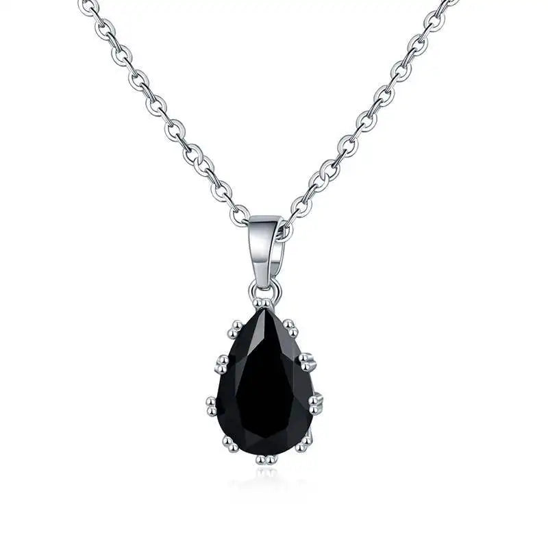 Water Drop Zircon Pendant Necklace with Diamond Accents