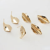 Diamond Fold Silver Needle Copper Plated Earrings with Sling DIY
