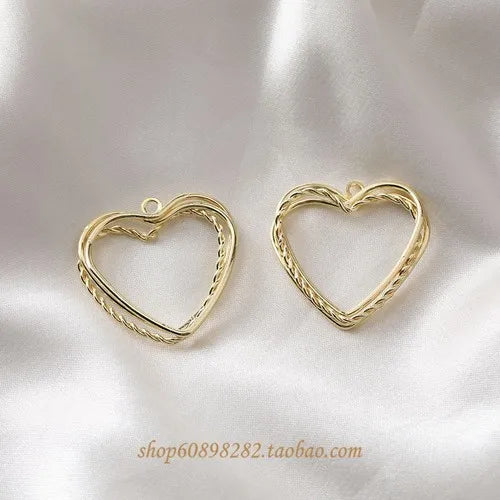 Diamond Peach Heart Three-Layer Twist Pendant DIY Earrings