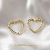 Diamond Peach Heart Three-Layer Twist Pendant DIY Earrings