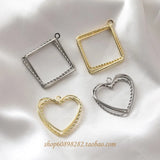Diamond Peach Heart Three-Layer Twist Pendant DIY Earrings