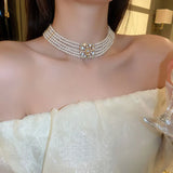 Diamond Pearl Multi-layer Necklace European American Personality