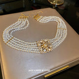 Diamond Pearl Multi-layer Necklace European American Personality