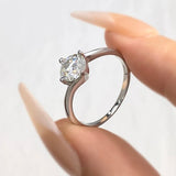 1CT Moissanite Solitaire Diamond Ring 925 Silver Wedding Jewelry