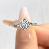 1CT Moissanite Solitaire Diamond Ring 925 Silver Wedding Jewelry