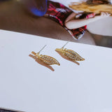 Diamonds Cartoon Jewelry 14K Yellow Earrings Women Leaves Fine Jewelry