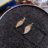 Diamonds Cartoon Jewelry 14K Yellow Earrings Women Leaves Fine Jewelry