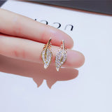 Diamonds Cartoon Jewelry 14K Yellow Earrings Women Leaves Fine Jewelry