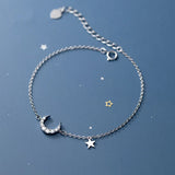 925 Silver Moon Stars Bracelet for Women