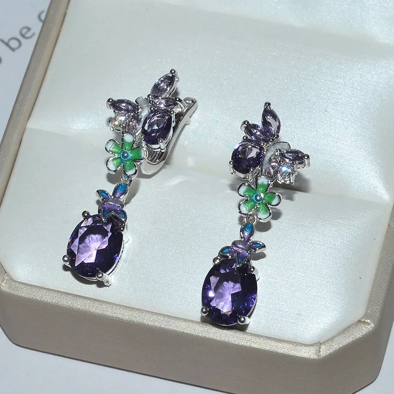 S925 Silver Earrings Water Drop Engagement Bohemia