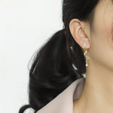 925 Silver Spiral Curve Studs Earrings 18K Plated Tassel Cz Aretes