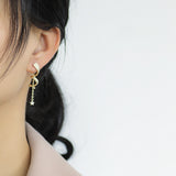 925 Silver Spiral Curve Studs Earrings 18K Plated Tassel Cz Aretes