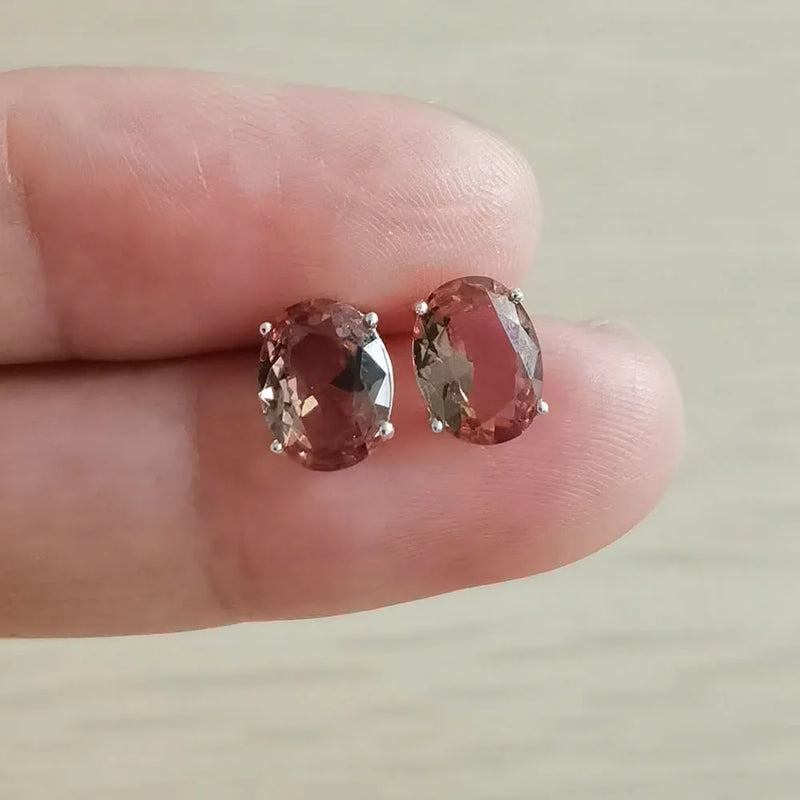 Zultanite Oval Gemstone Stud Earrings 925 Sterling Silver Change Color