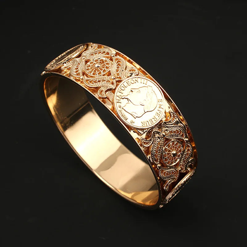 Coin Bracelet Plated French Arabic Wedding Jewelry Cuff Bracelet
