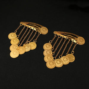 Omani Kurdish Coins Hair Clip, Wedding Bridal Hair Tiara