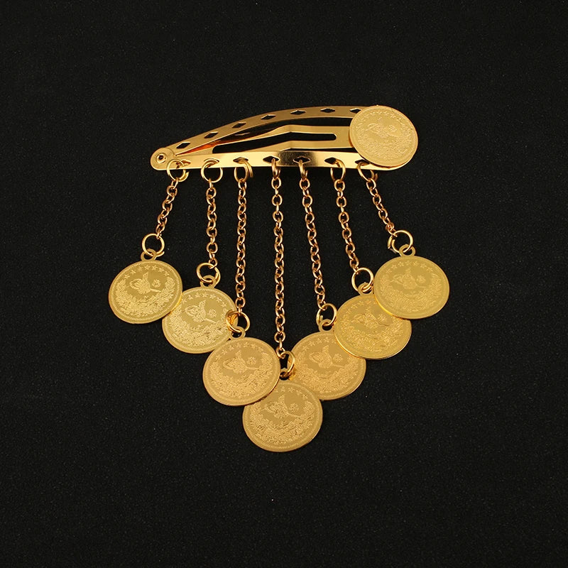 Omani Kurdish Coins Hair Clip, Wedding Bridal Hair Tiara