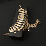 Women's Wide Arabian Wedding Cuff Bracelet Ring Set