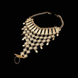Women's Wide Arabian Wedding Cuff Bracelet Ring Set