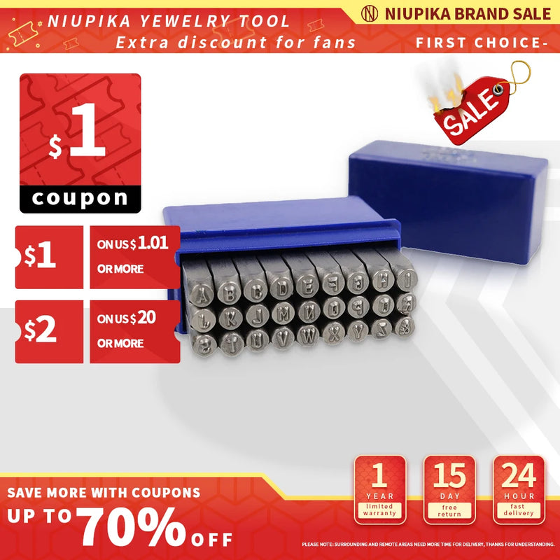 Steel Stamp Set, .5mm, A-Z Letters, 0-9 Numbers, Digital Symbols, English Sign