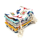 10pcs Cat Printed Linen Bags 10x14cm Drawstring Pouches