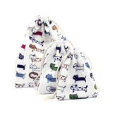 10pcs Cat Printed Linen Bags 10x14cm Drawstring Pouches