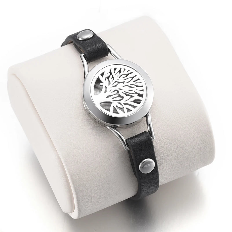 25mm Big Locket Aromatherapy Bracelet with Leather Band