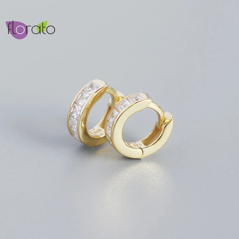 Geometric 925 Silver Circle Hoop Earrings for Women Punk Jewelry