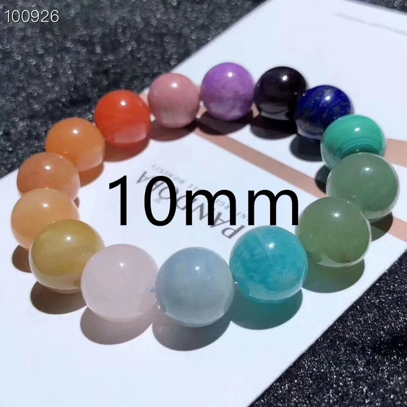 Natural Rainbow Stone Chalcedony Lapis Agate Bracelet 10mm 12mm 14mm