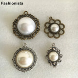 Antique Metal Base Setting With Round Pearls