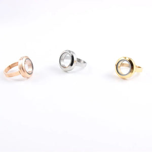 Stainless Steel Floating Locket Ring with 20mm Locket and Charms