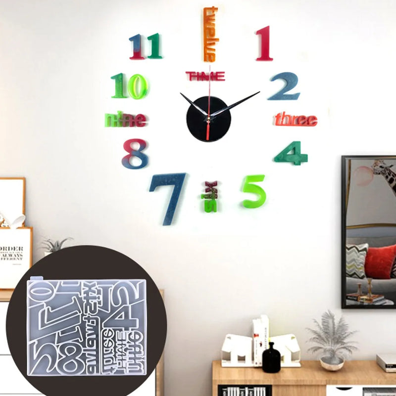Irregular Numeral Clock Silicone Mold DIY Home Wall Decoration Craft