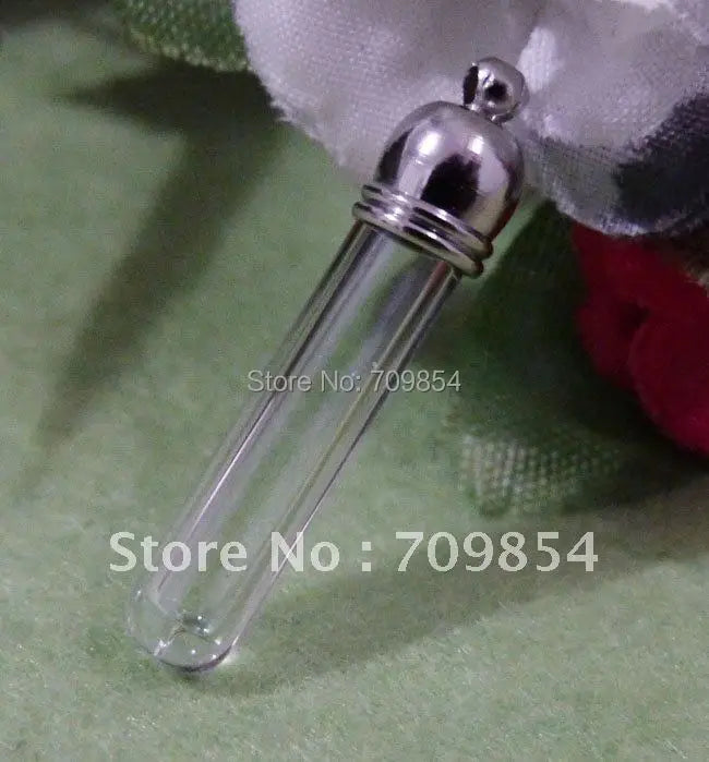 5*25mm Round Back Charm Rice Vial Wishing Glass Bottle DIY Gift