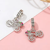 10pcs Astronaut & Balloon Beads Pink Crystal Heart Charm DIY Bracelet Accessory