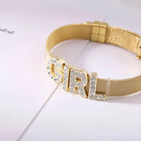 Alloy Plated Charm Mesh Bracelets For Women 10MM Stainless Steel Bangle