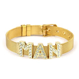 Alloy Plated Charm Mesh Bracelets For Women 10MM Stainless Steel Bangle