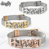Heart Map Charm Beaded Bracelet Stainless Steel Strap Bangle