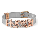 Heart Map Charm Beaded Bracelet Stainless Steel Strap Bangle