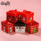 Red Christmas Square Box for Xmas Jewelry Gift with Ribbon
