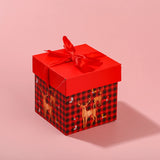 Red Christmas Square Box for Xmas Jewelry Gift with Ribbon